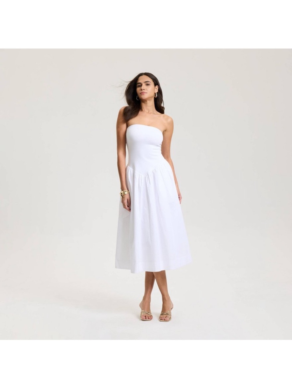 NWT Strapless White Midi Dress